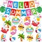 Summer Party Decorations Set – Beach Party Decorations with Hello Summer Banner & Hanging Swirl Streamers, Summer Holiday Birthday Party Supplies